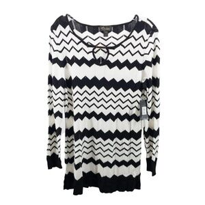 THALIA SODI Chevron Tunic Black White M